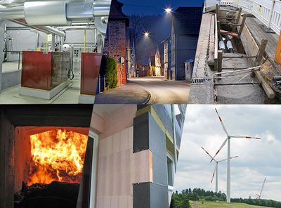 Collage zu Ingenieur- bzw. Energiedienstleistungen der HessenEnergie